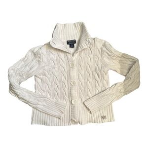 Women's Polo Jeans Company White Cable Knit Sweater Cardigan